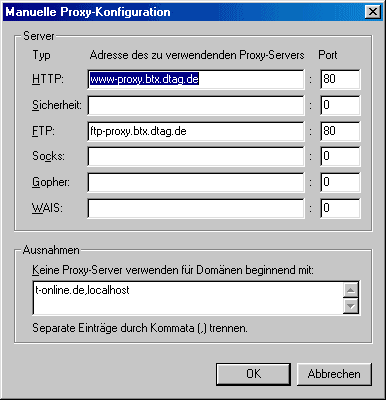 Netscape Proxy Einstellungen II